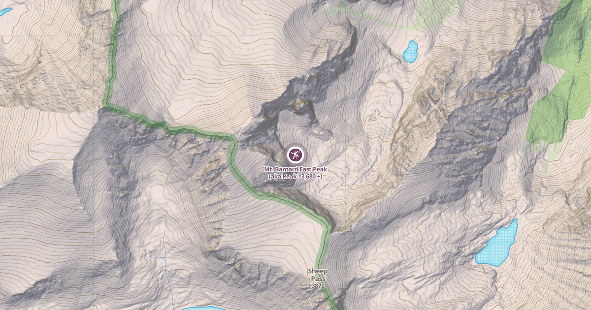 Map preview of Mt. Barnard East Peak (aka Peak 13,680 +)