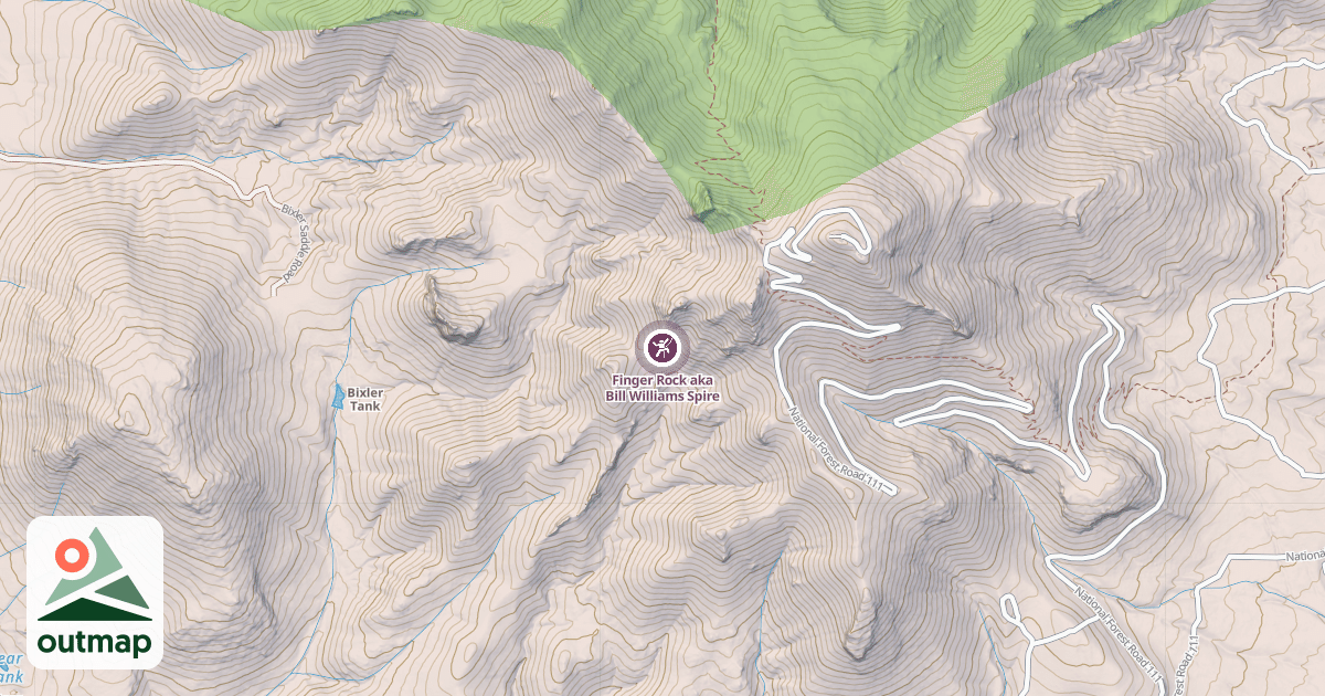 Map of Finger Rock aka Bill Williams Spire