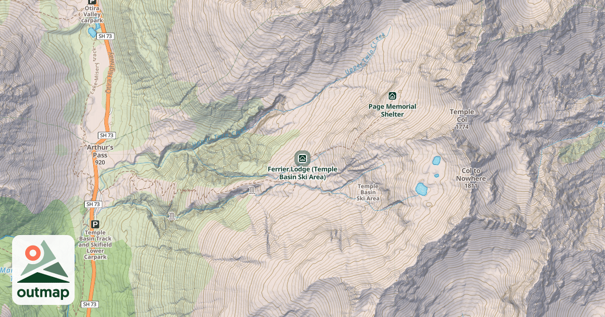 Map of Ferrier Lodge (Temple Basin Ski Area)