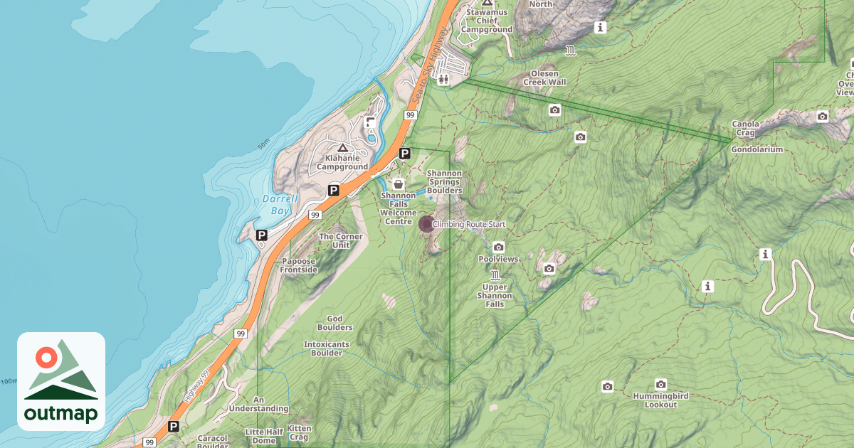 Map of Climbing Route Start