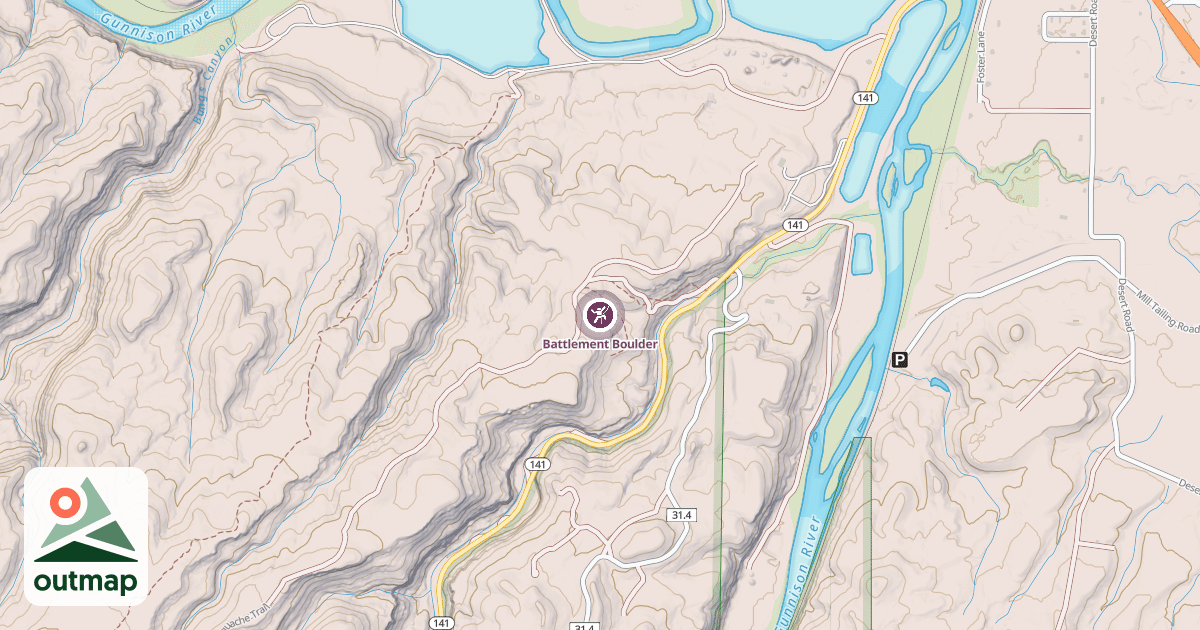 Map of Battlement Boulder