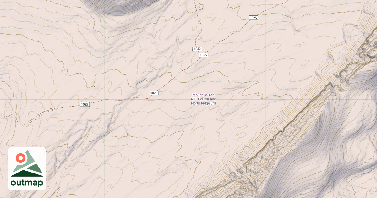 Map of Mount Beulah    N.E. Couloir and North Ridge