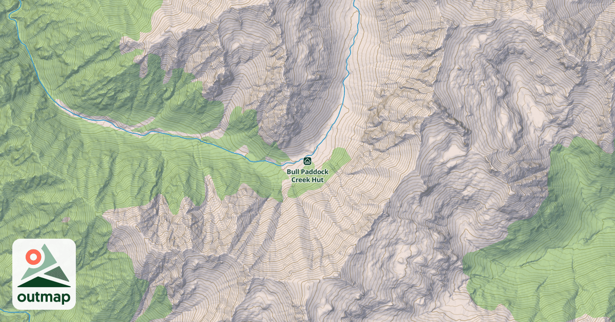 Map of Bull Paddock Creek Hut
