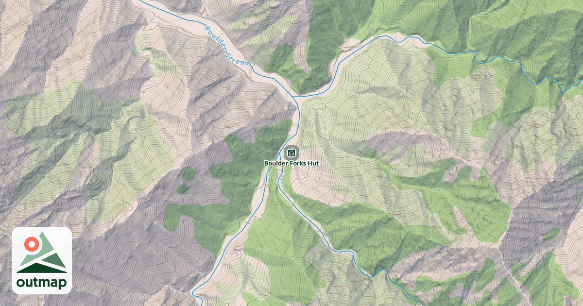 Map of Boulder Forks Hut