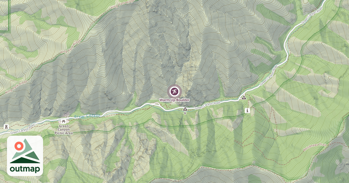 Map of Warm Up Boulder