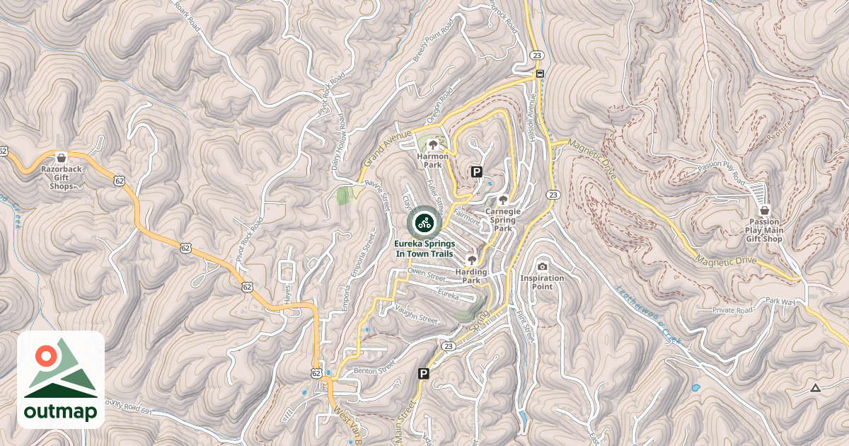 Map of Eureka Springs In Town Trails