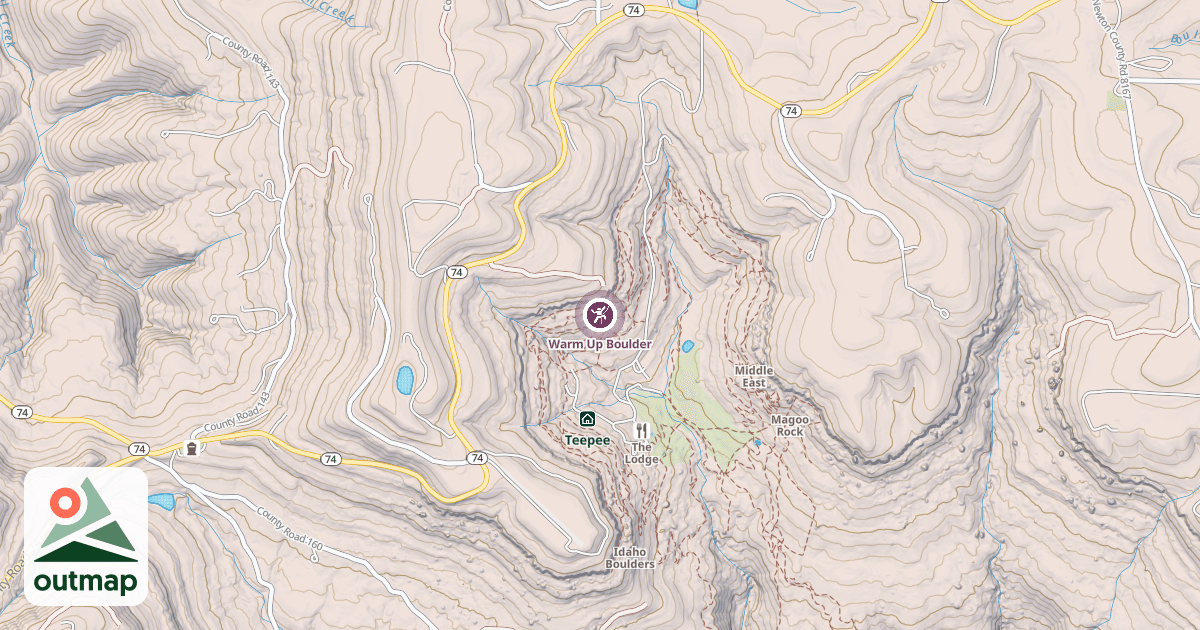 Map of Warm Up Boulder