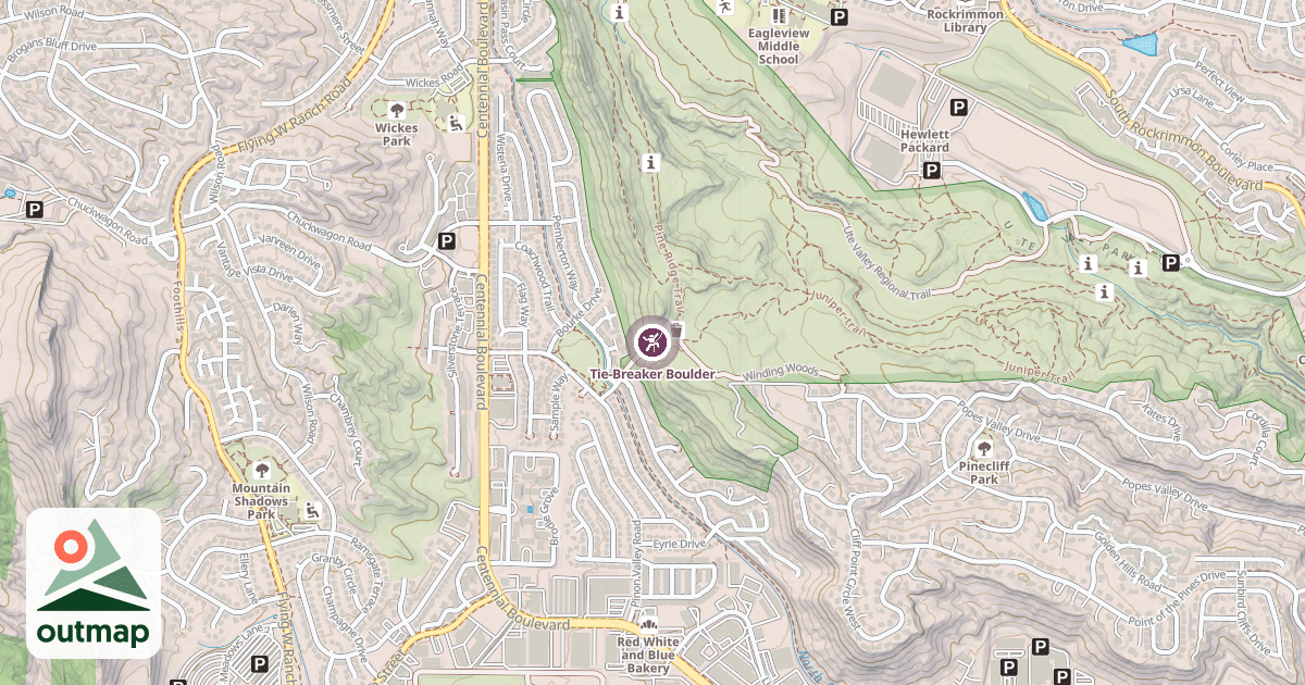 Map of Tie-Breaker Boulder