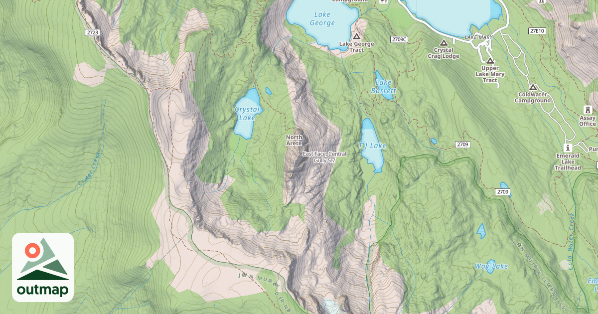 Map of East Face, Central Gully