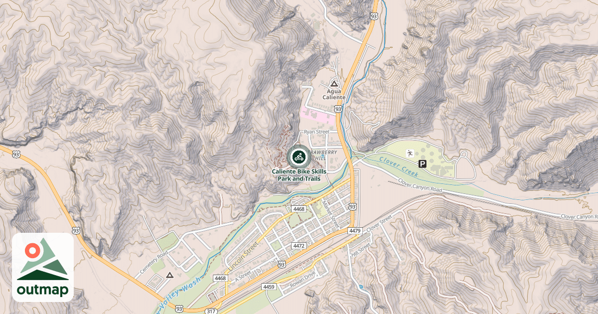 Map of Caliente Bike Skills Park and Trails