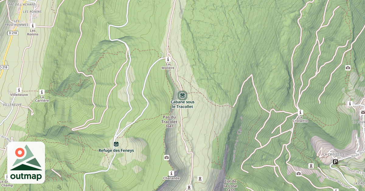 Map of Cabane sous le Tracollet