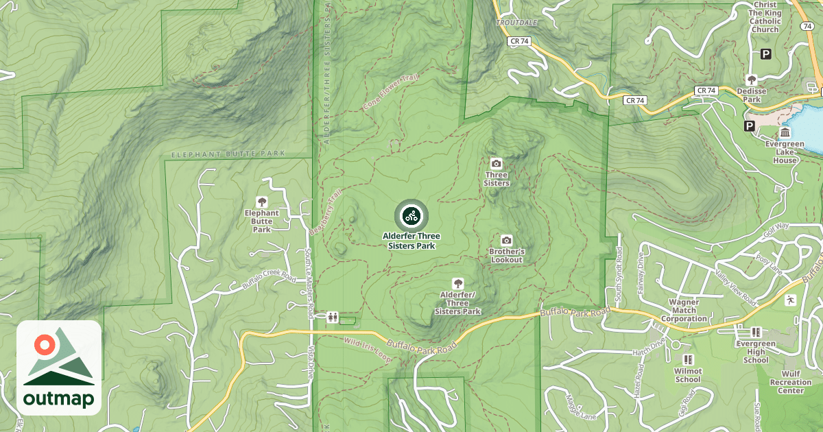 Map of Alderfer Three Sisters Park