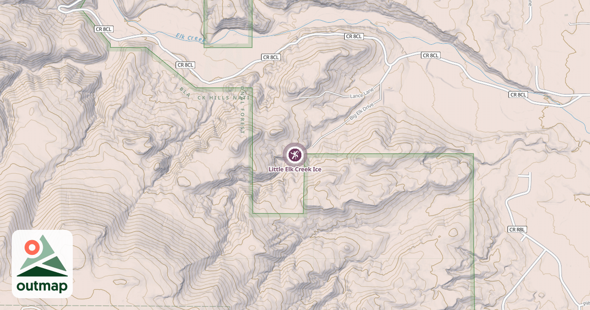 Map of Little Elk Creek Ice
