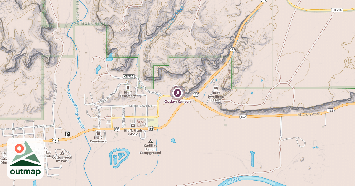 Map of Outlaw Canyon