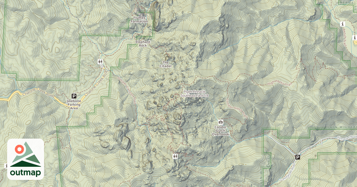 Map of Piglet Pinnacle Southeast Face