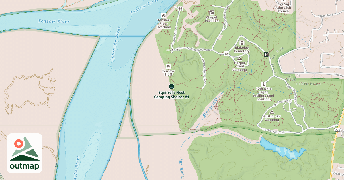Map of Squirrel's Nest Camping Shelter #2