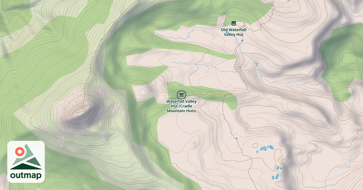 Map of Waterfall Valley Hut (Cradle Mountain Huts)