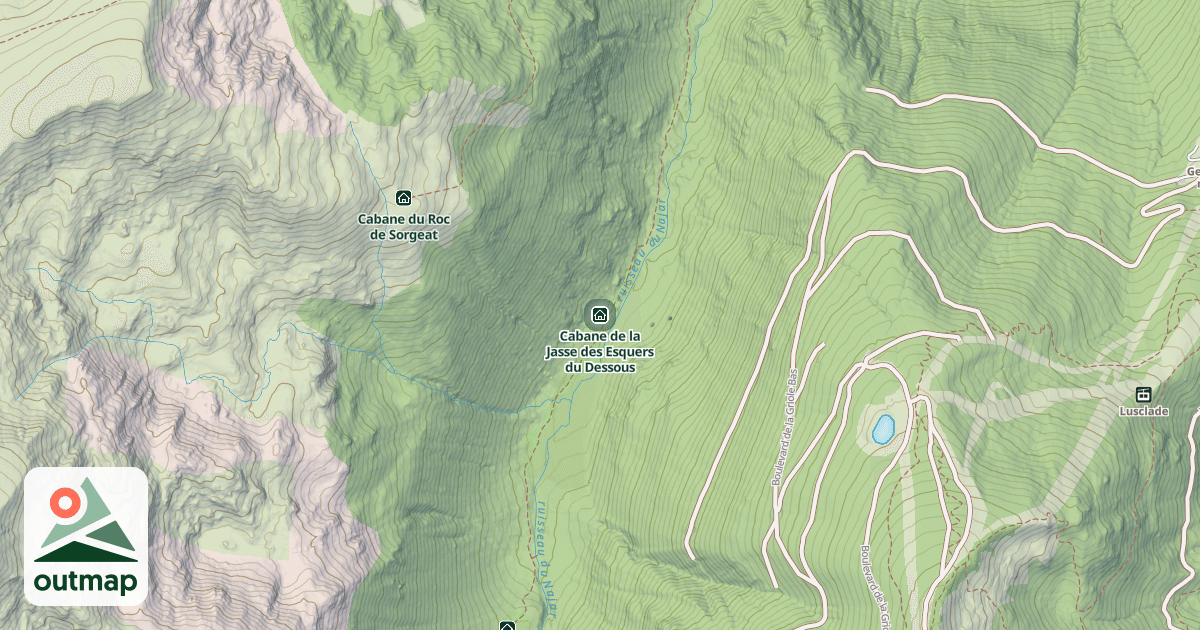Map of Cabane de la Jasse des Esquers du Dessous