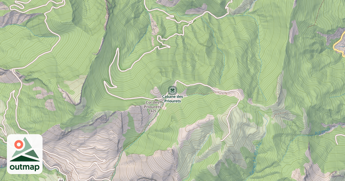 Map of Cabane des Priourets