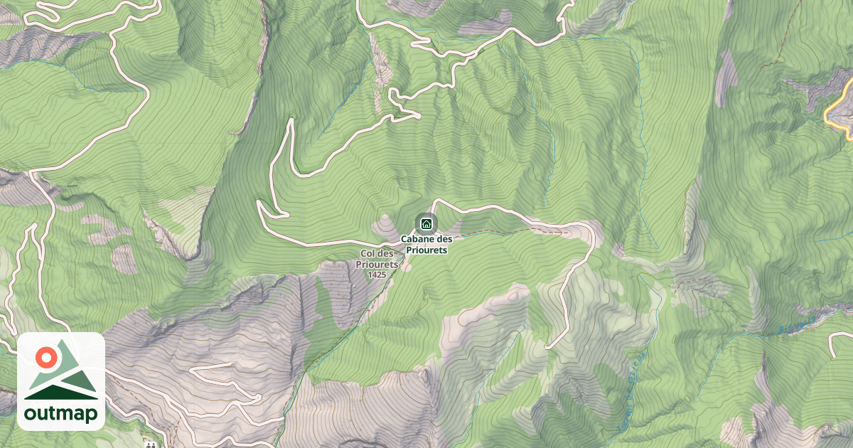 Map of Cabane des Priourets
