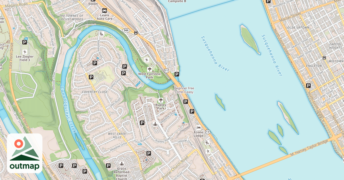 Map of Beginner Free Climb