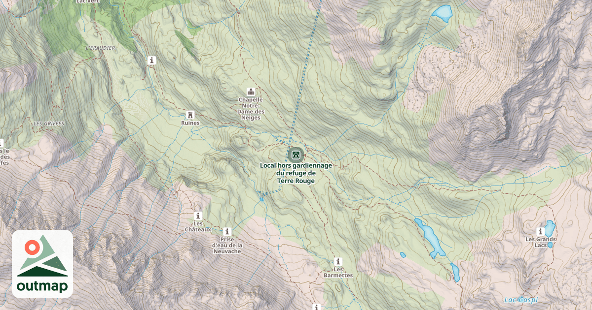 Map of Local hors gardiennage du refuge de Terre Rouge