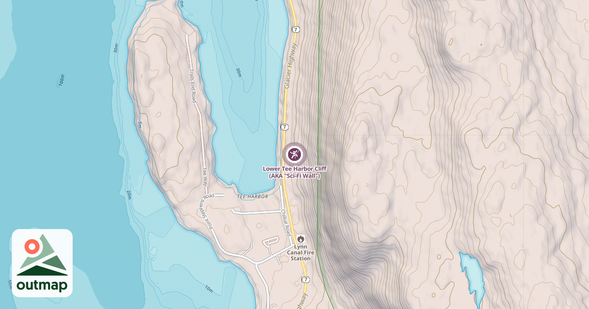 Map of Lower Tee Harbor Cliff (AKA "Sci-Fi Wall")