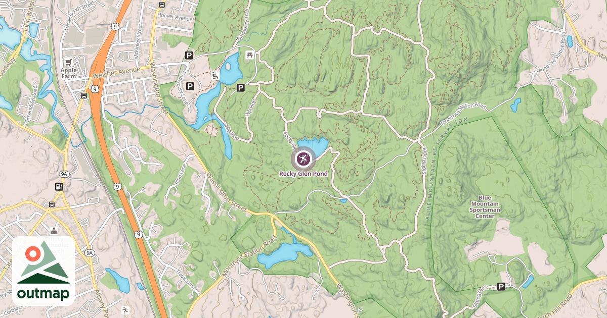 Map of Rocky Glen Pond