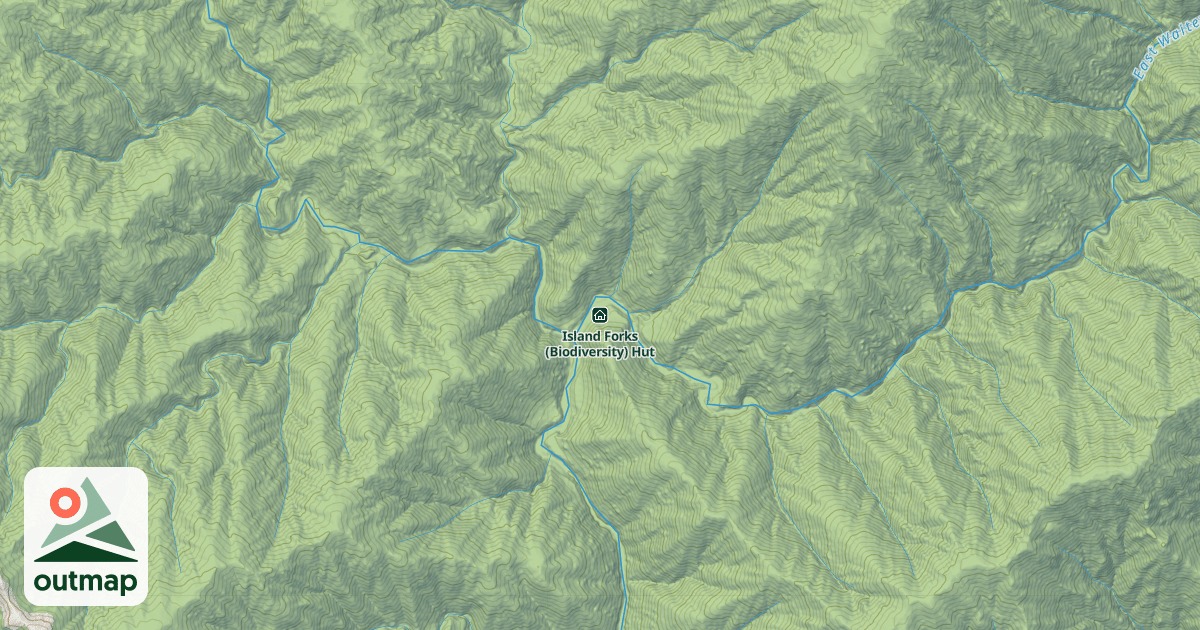 Map of Island Forks (Biodiversity) Hut