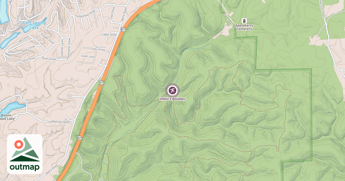 Map of Hiker's Boulder
