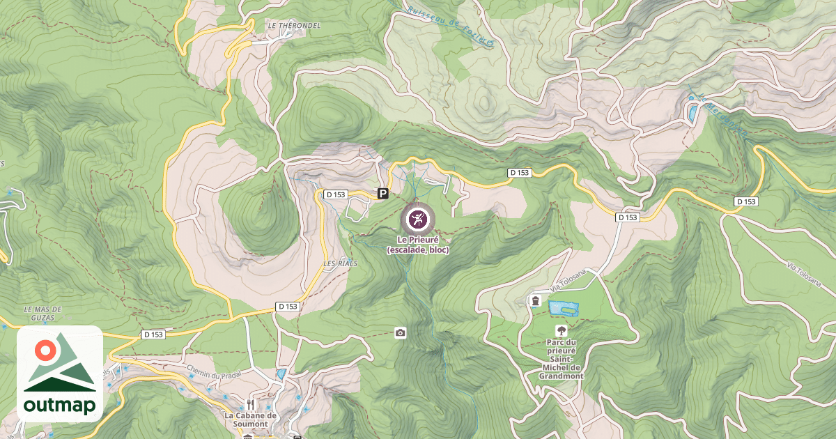 Map of Le Prieuré (escalade, bloc)