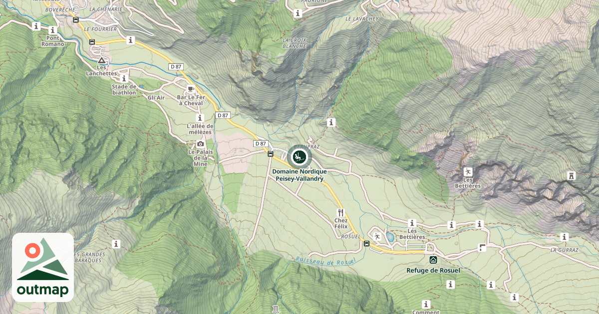 Map of Domaine Nordique Peisey-Vallandry