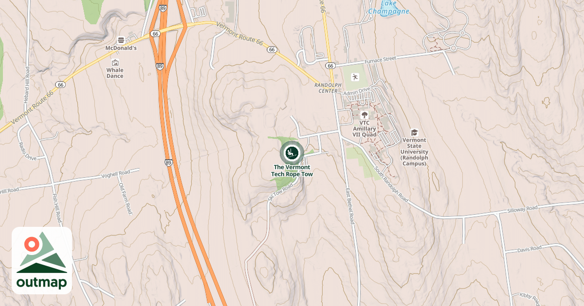 Map of The Vermont Tech Rope Tow