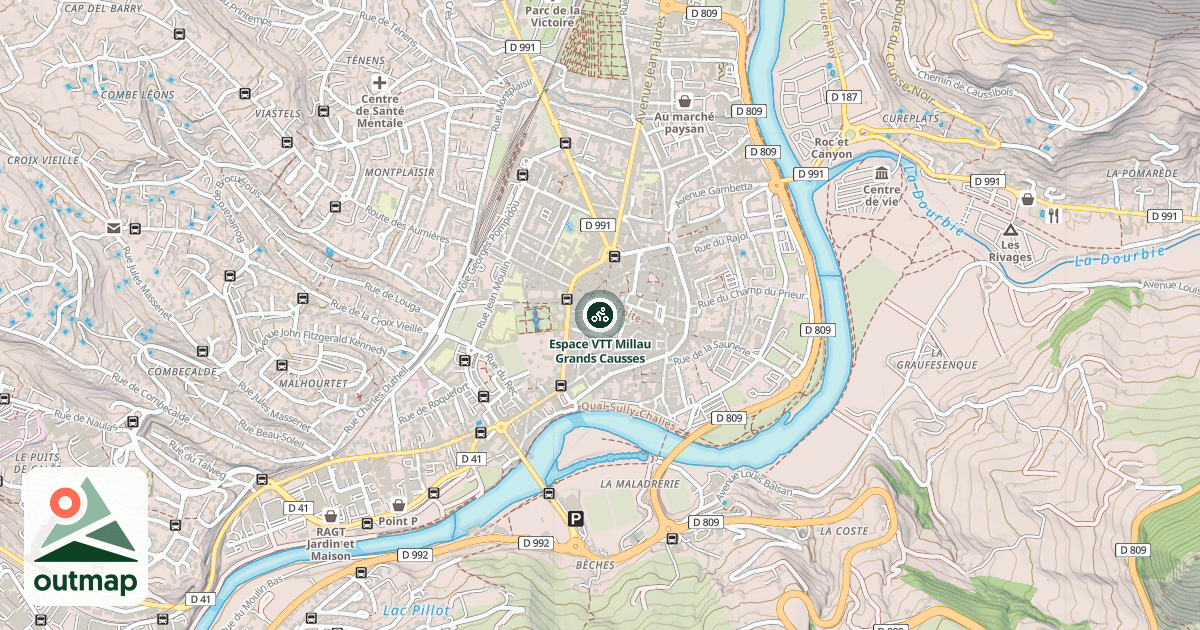 Map of Espace VTT Millau Grands Causses