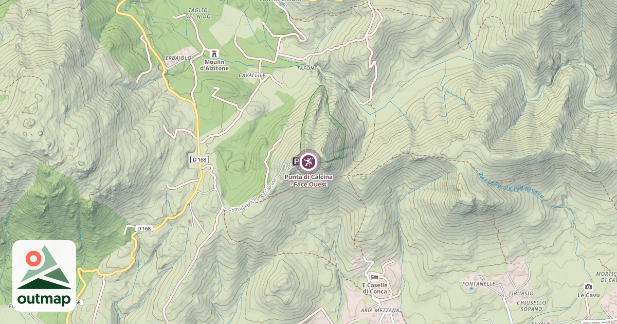 Map of Punta di Calcina - Face Ouest