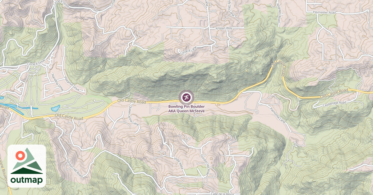 Map of Bowling Pin Boulder AKA Queen McSteve