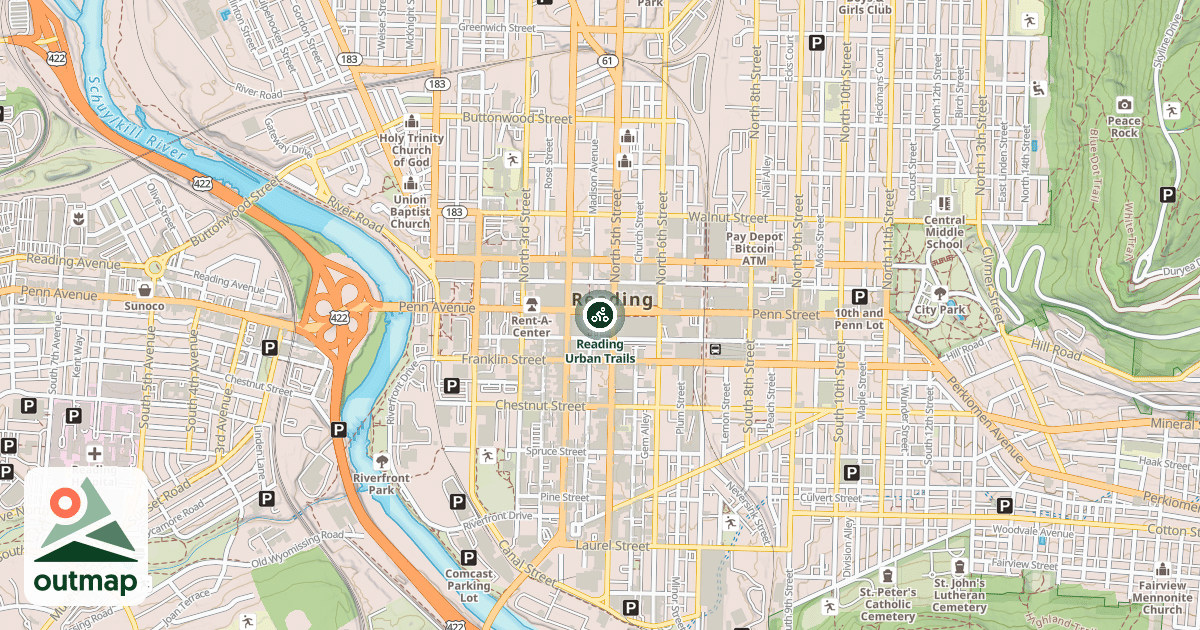 Map of Reading Urban Trails