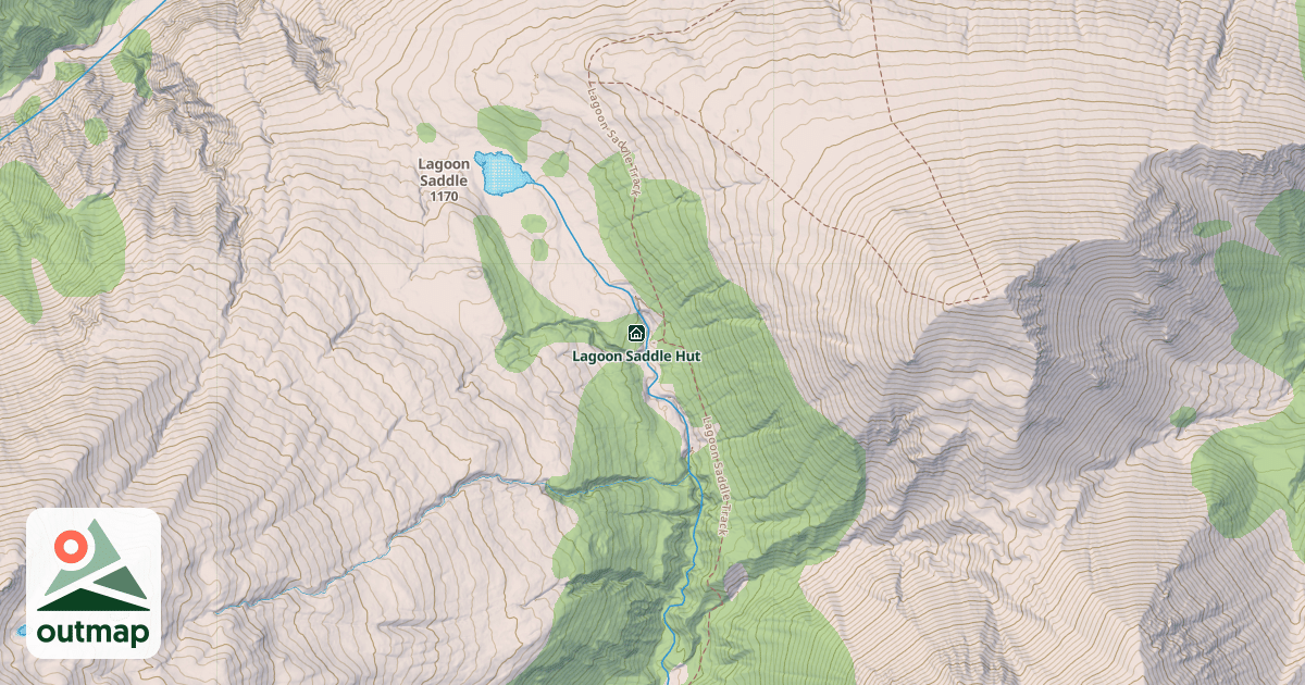 Map of Lagoon Saddle A Frame Hut