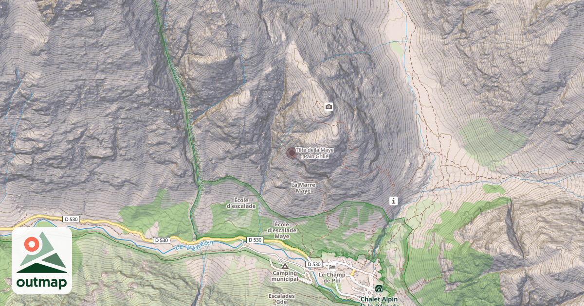 Map of Tête de la Maye : Pain Grillé