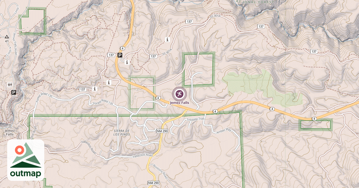 Map of Jemez Falls