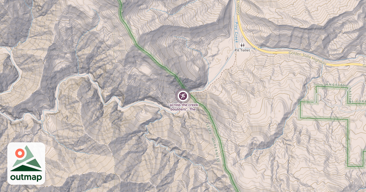 Map of "across the creek boulders", The
