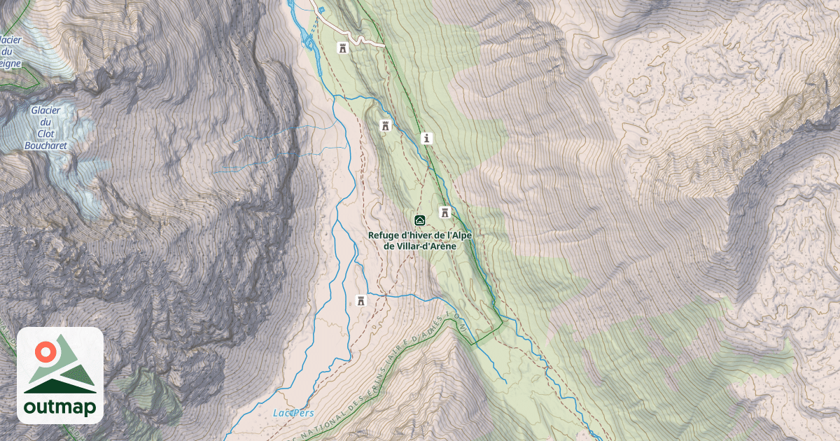 Map of Refuge d'hiver de l'Alpe de Villar-d'Arène