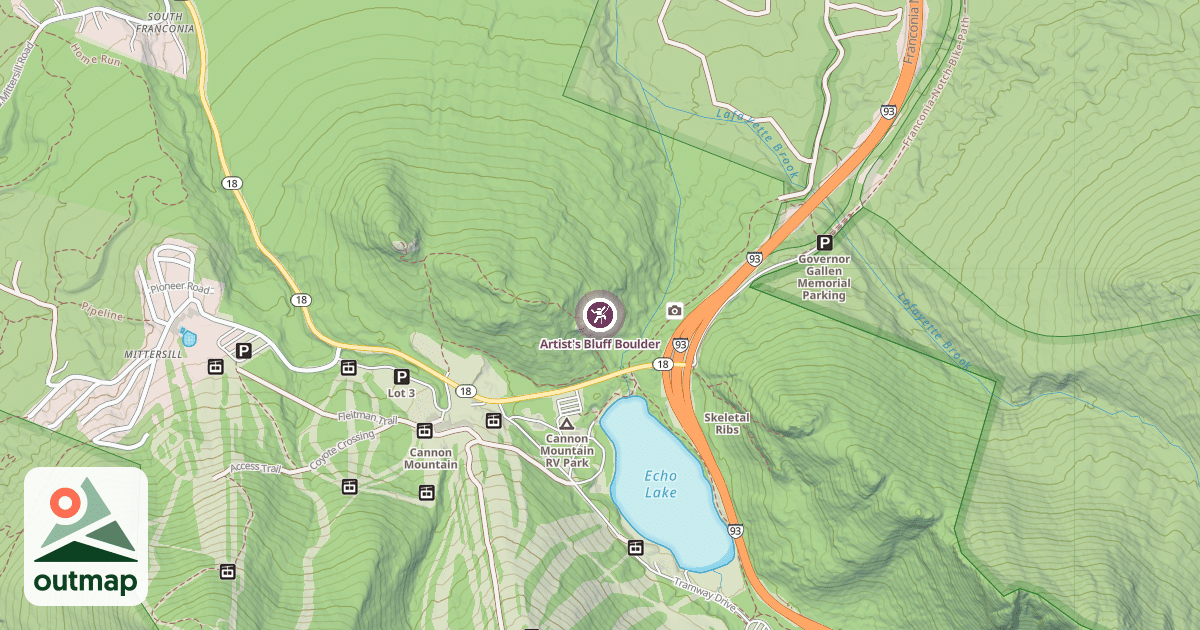 Map of Artist's Bluff Boulder