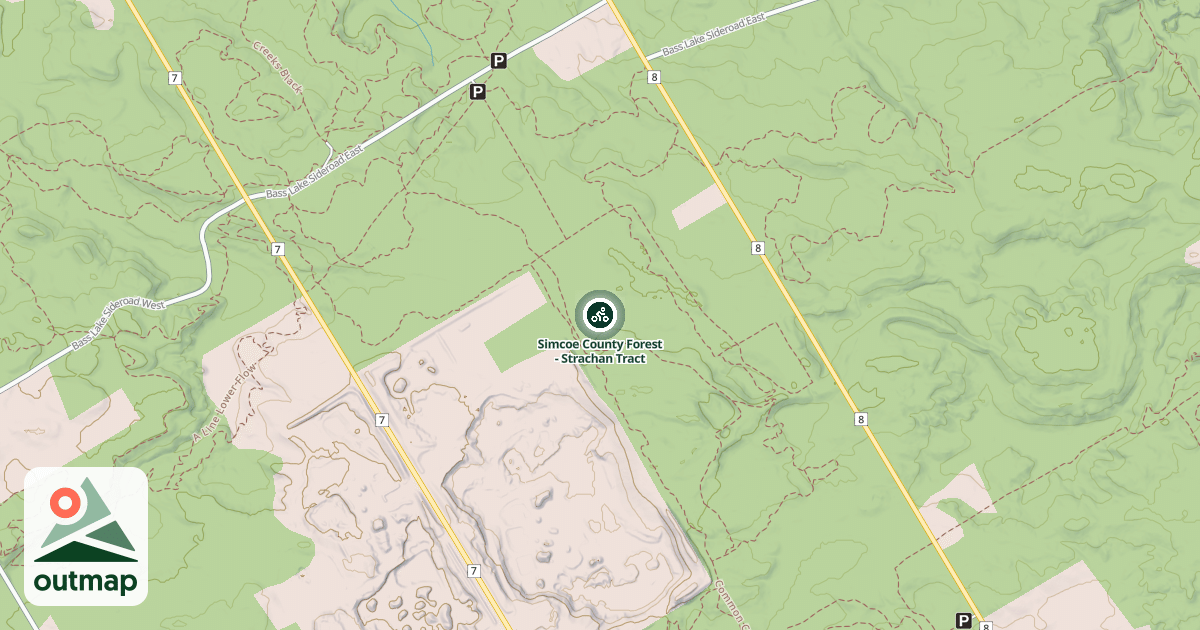 Map of Simcoe County Forest - Strachan Tract