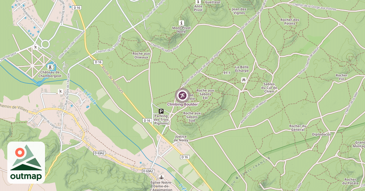 Map of Climbing Boulder