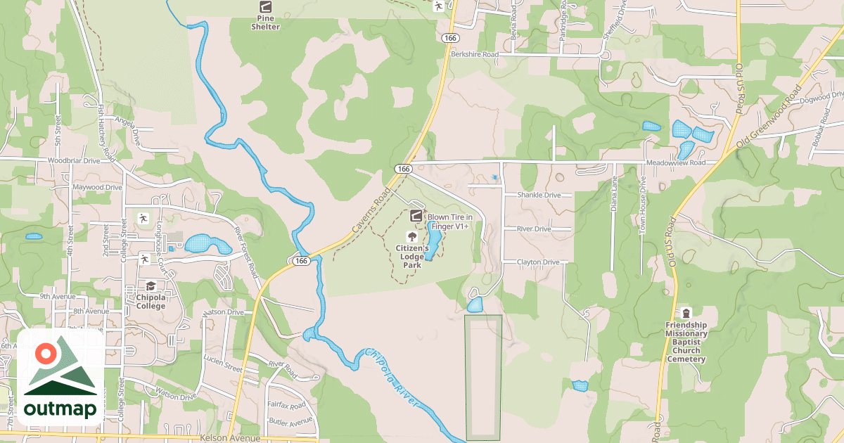 Map of Blown Tire in Finger in Jackson