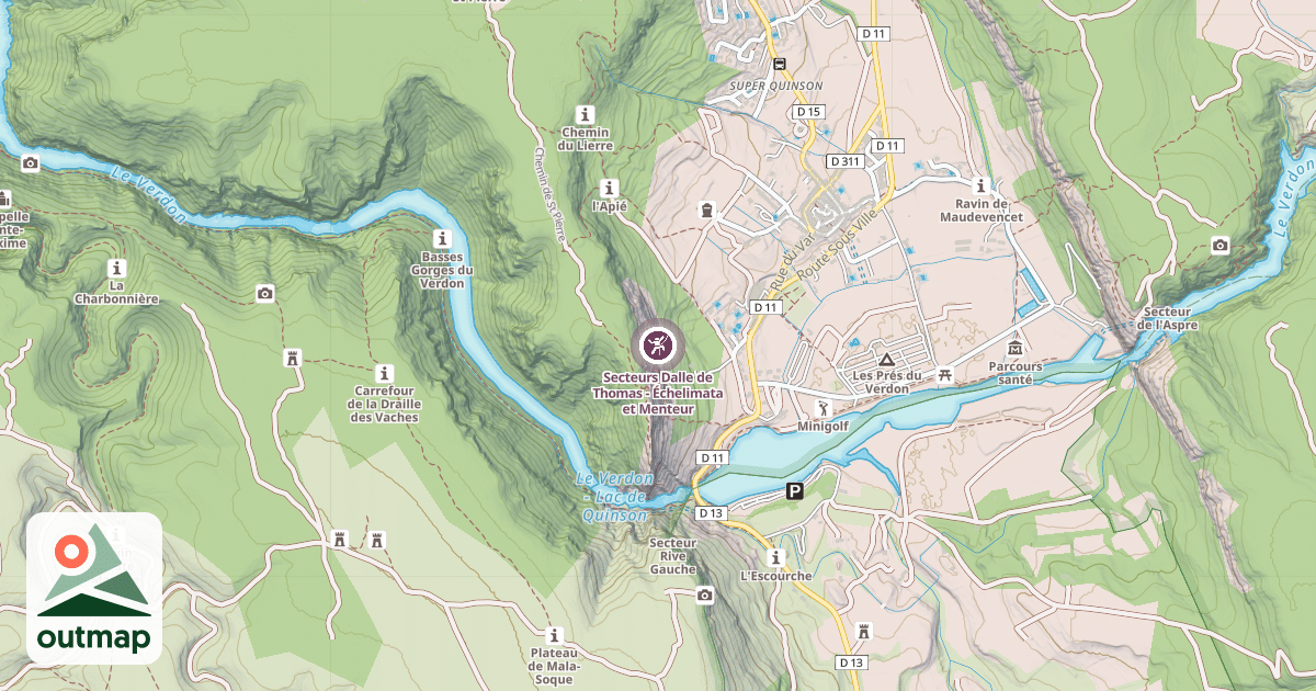 Map of Secteurs Dalle de Thomas - Échelimata et Menteur