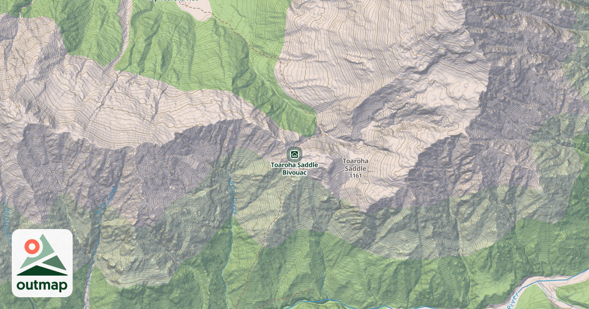 Map of Toaroha Saddle Bivouac