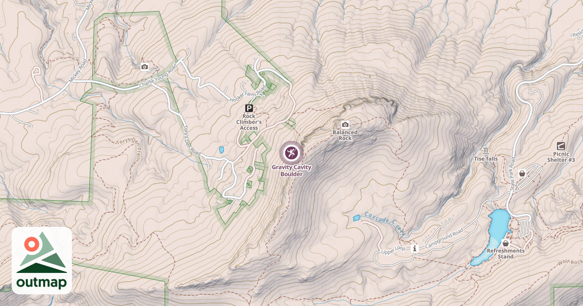 Map of Gravity Cavity Boulder