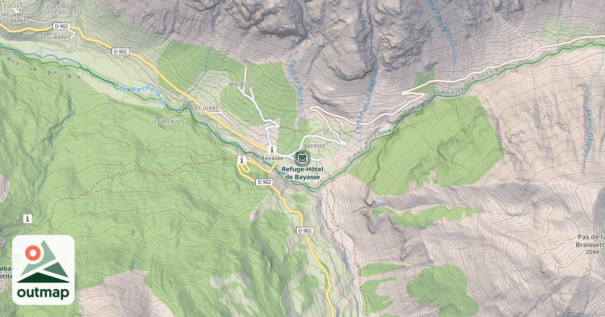 Map of Refuge-Hôtel de Bayasse